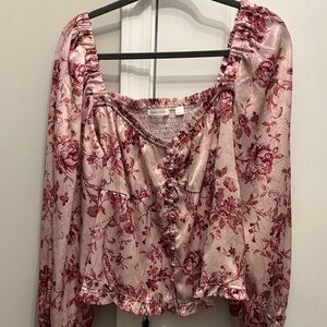 Altar'd State Blush Pink Floral Peasant Blouse
